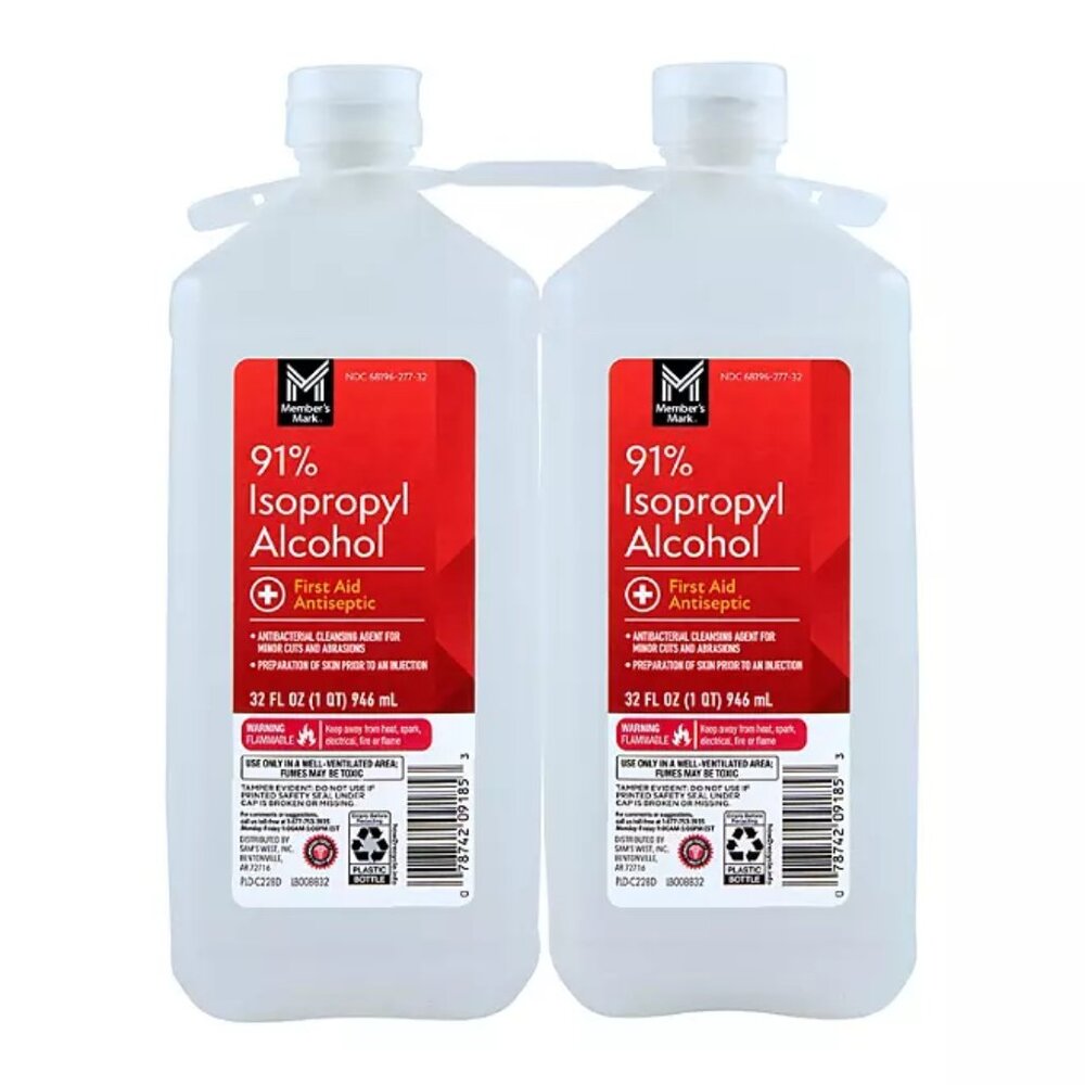 Member's Mark 91% Isopropyl Alcohol, 32 fl. oz., 2 pk.